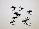 Laser cut black acrylic swallow jewellery/mobile with inset acrylic mirror